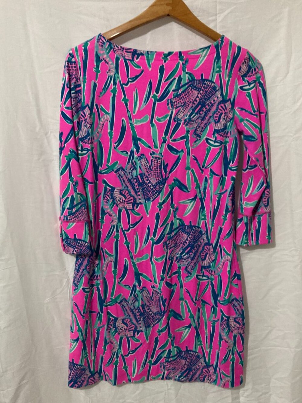 Lily Pulitzer Women S Stretch Blue Purple Pink Dress Casual Graphic Print South - Picture 7 of 12